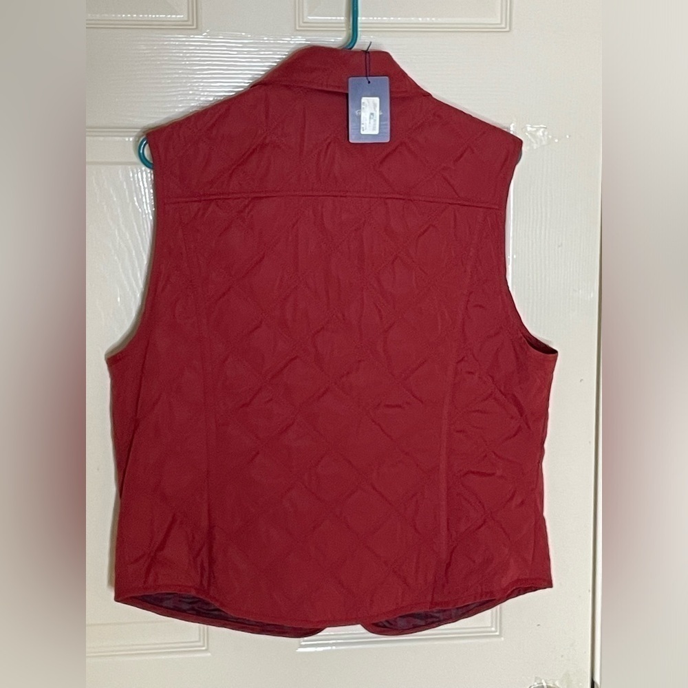NWT Faconnable Women's Lightweight Quilted Vest Jacket Large Red Zip Pockets‍‍‍‍ - Picture 8 of 11